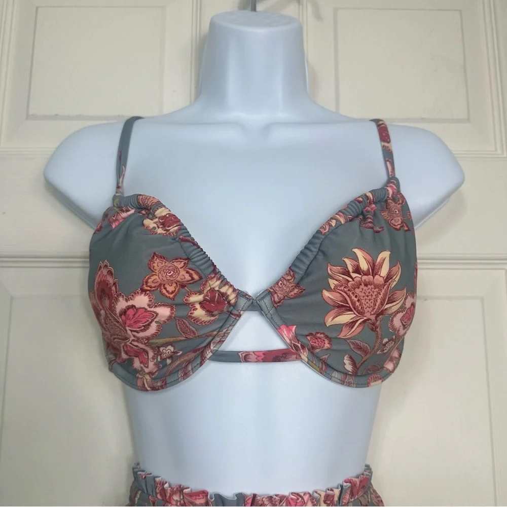 NWT Cupshe Bikini‎ Floral High Waisted Underwire Size Large